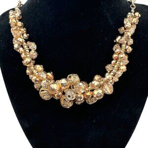 Evening Gold Glam Cluster Necklace Simply Vera Wang Faceted Sparkle Beads Retro